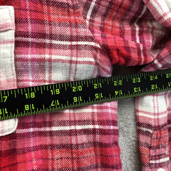 Vintage American Eagle Women's Cropped Shirt Medium Pink Plaid Long Sleeve Crop - Picture 7 of 10